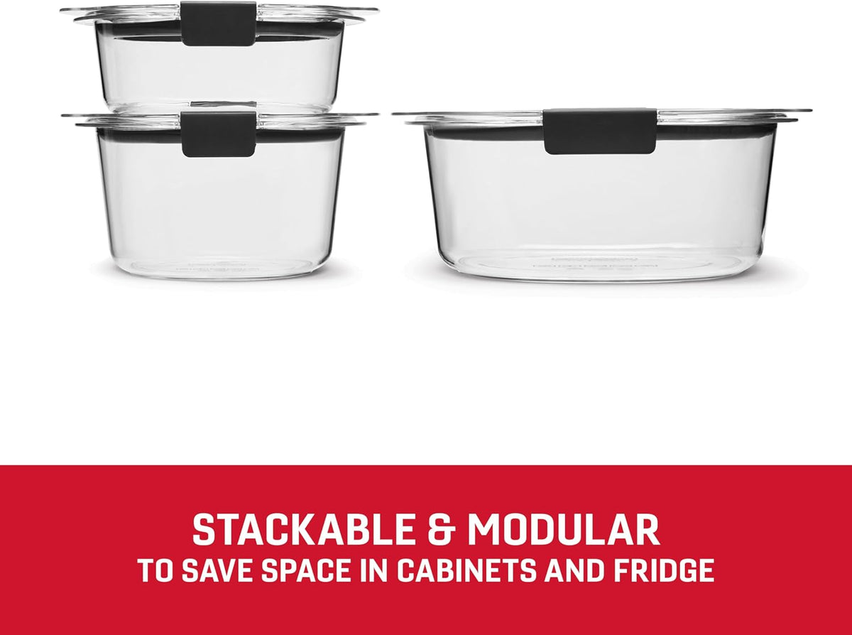 Brilliance Food Storage Containers, Set of 5, BPA-Free, Leak-Proof, Clear