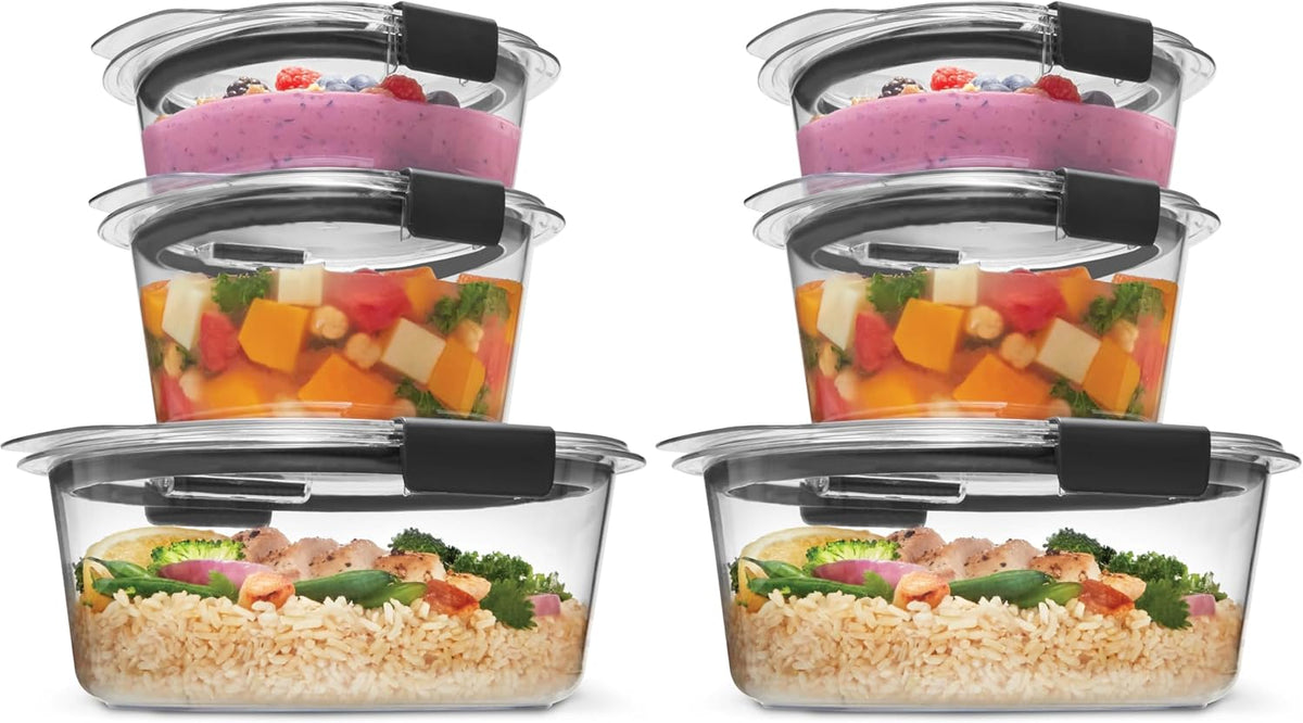 Brilliance Food Storage Containers, Set of 5, BPA-Free, Leak-Proof, Clear
