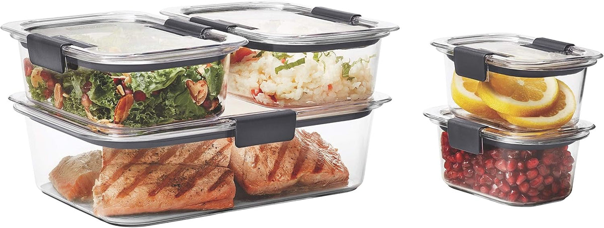 Brilliance Food Storage Containers, Set of 5, BPA-Free, Leak-Proof, Clear