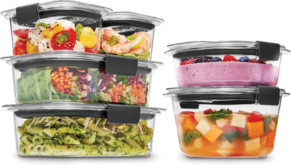 Brilliance Food Storage Containers, Set of 5, BPA-Free, Leak-Proof, Clear