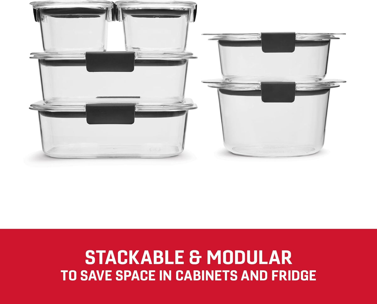 Brilliance Food Storage Containers, Set of 5, BPA-Free, Leak-Proof, Clear