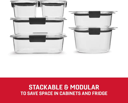 Brilliance Food Storage Containers, Set of 5, BPA-Free, Leak-Proof, Clear