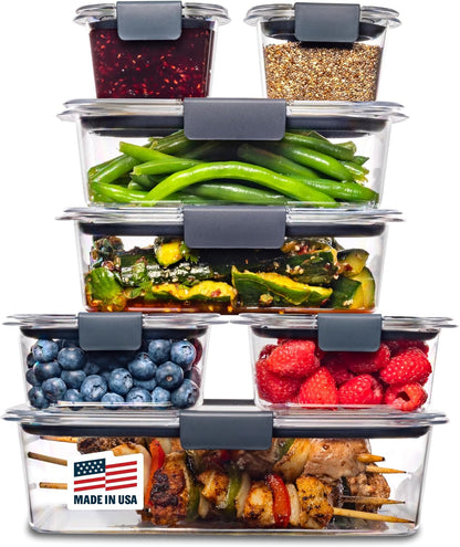 Brilliance Food Storage Containers, Set of 5, BPA-Free, Leak-Proof, Clear