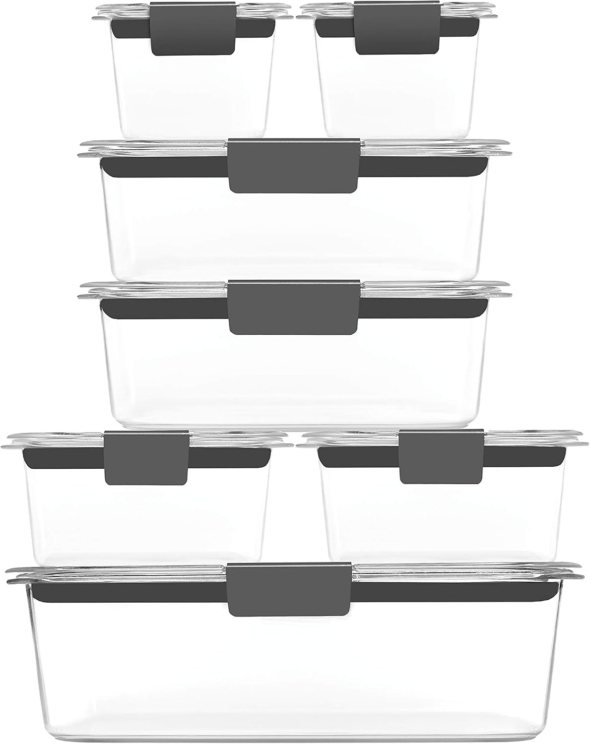 Brilliance Food Storage Containers, Set of 5, BPA-Free, Leak-Proof, Clear