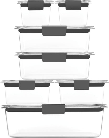 Brilliance Food Storage Containers, Set of 5, BPA-Free, Leak-Proof, Clear