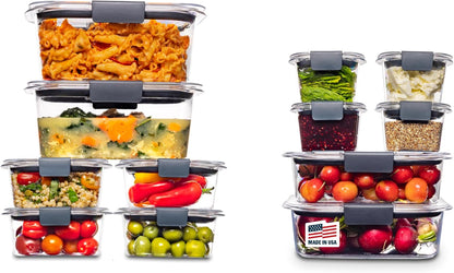 Brilliance Food Storage Containers, Set of 5, BPA-Free, Leak-Proof, Clear
