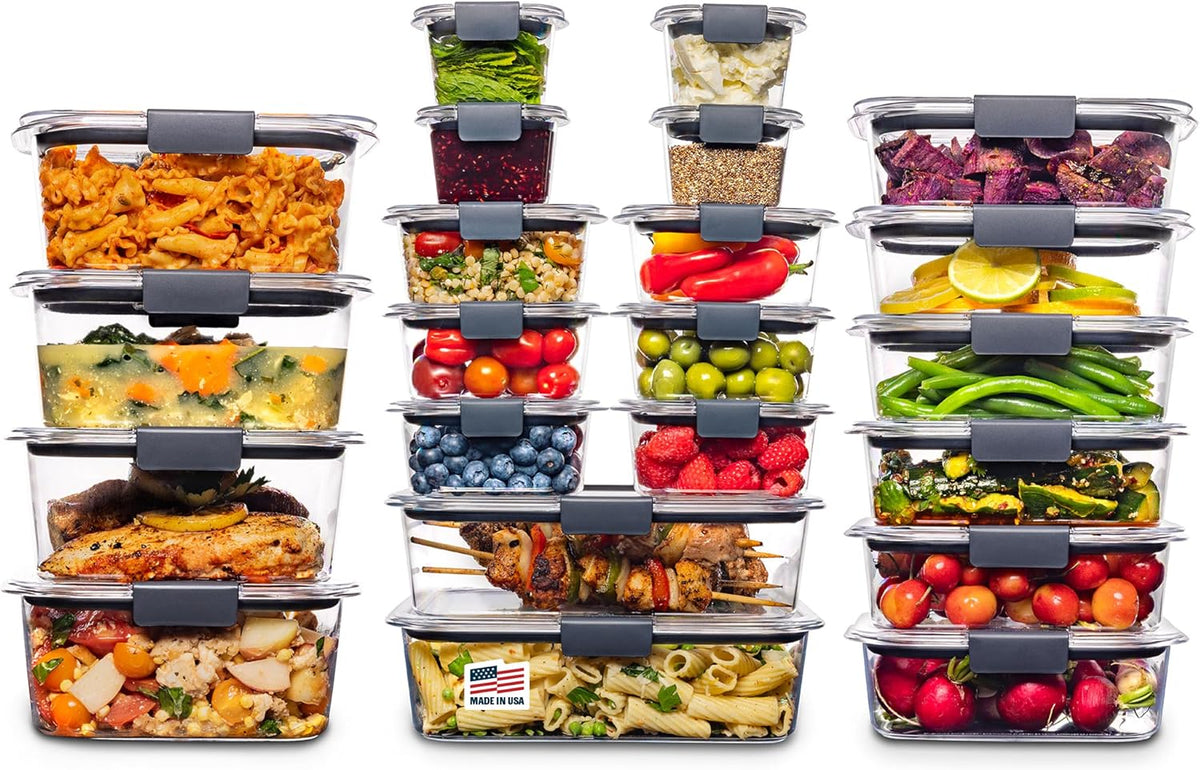 Brilliance Food Storage Containers, Set of 5, BPA-Free, Leak-Proof, Clear