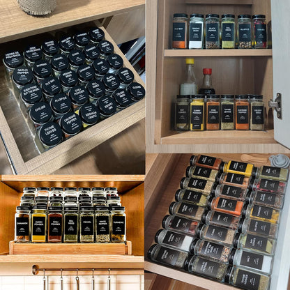 191 Spice Jar Labels Preprinted Minimalist Stickers - Matte Black Waterproof Label - Fit Round or Rectangle Spice Jars - Herb Seasoning Kitchen Pantry Labels