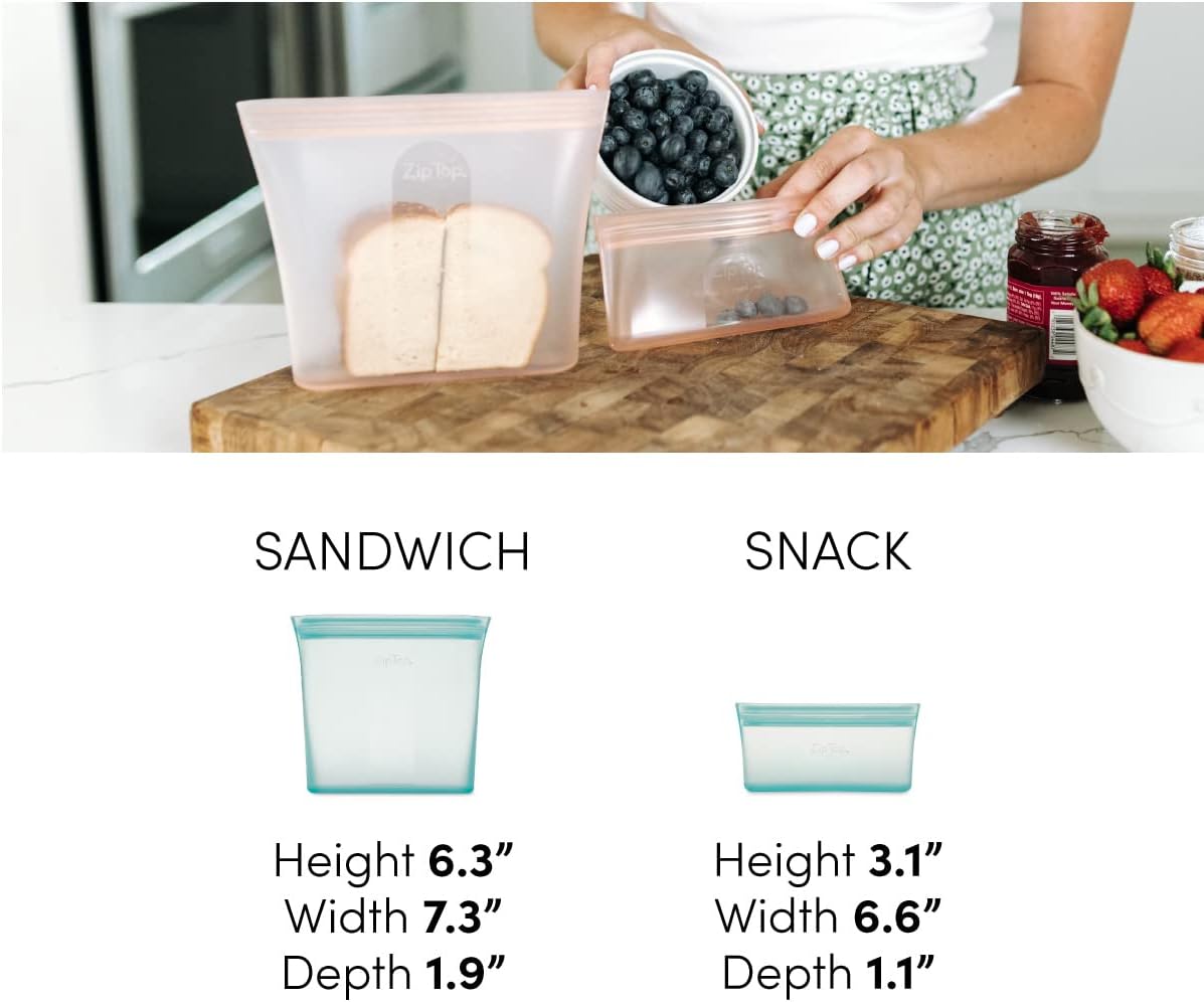 Reusable Food Storage Bags | Sandwich Bag [Teal] | Silicone Meal Prep Container | Microwave, Dishwasher and Freezer Safe | Made in the USA