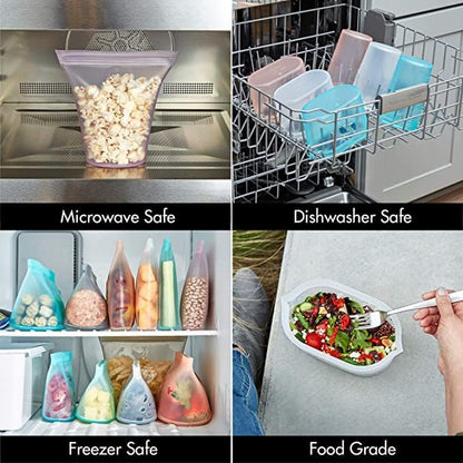 Reusable Food Storage Bags | Sandwich Bag [Teal] | Silicone Meal Prep Container | Microwave, Dishwasher and Freezer Safe | Made in the USA