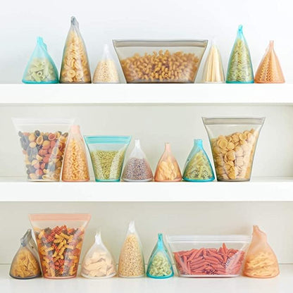 Reusable Food Storage Bags | Sandwich Bag [Teal] | Silicone Meal Prep Container | Microwave, Dishwasher and Freezer Safe | Made in the USA
