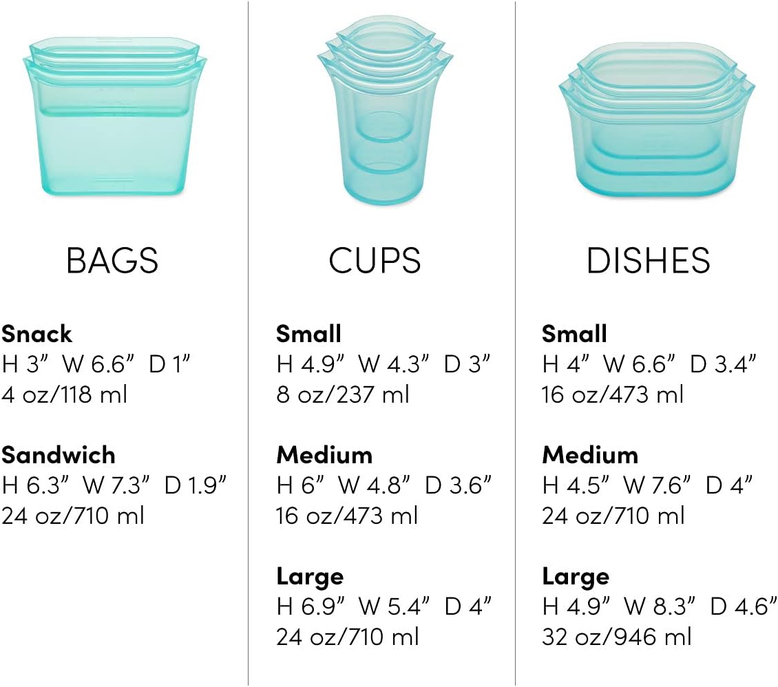 Reusable Food Storage Bags | Sandwich Bag [Teal] | Silicone Meal Prep Container | Microwave, Dishwasher and Freezer Safe | Made in the USA