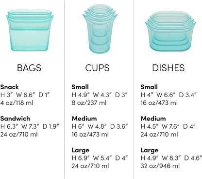 Reusable Food Storage Bags | Sandwich Bag [Teal] | Silicone Meal Prep Container | Microwave, Dishwasher and Freezer Safe | Made in the USA