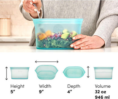 Reusable Food Storage Bags | Sandwich Bag [Teal] | Silicone Meal Prep Container | Microwave, Dishwasher and Freezer Safe | Made in the USA