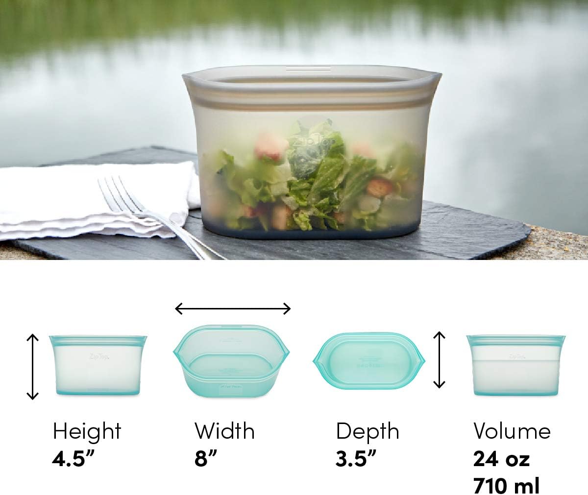 Reusable Food Storage Bags | Sandwich Bag [Teal] | Silicone Meal Prep Container | Microwave, Dishwasher and Freezer Safe | Made in the USA