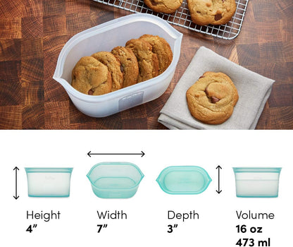 Reusable Food Storage Bags | Sandwich Bag [Teal] | Silicone Meal Prep Container | Microwave, Dishwasher and Freezer Safe | Made in the USA