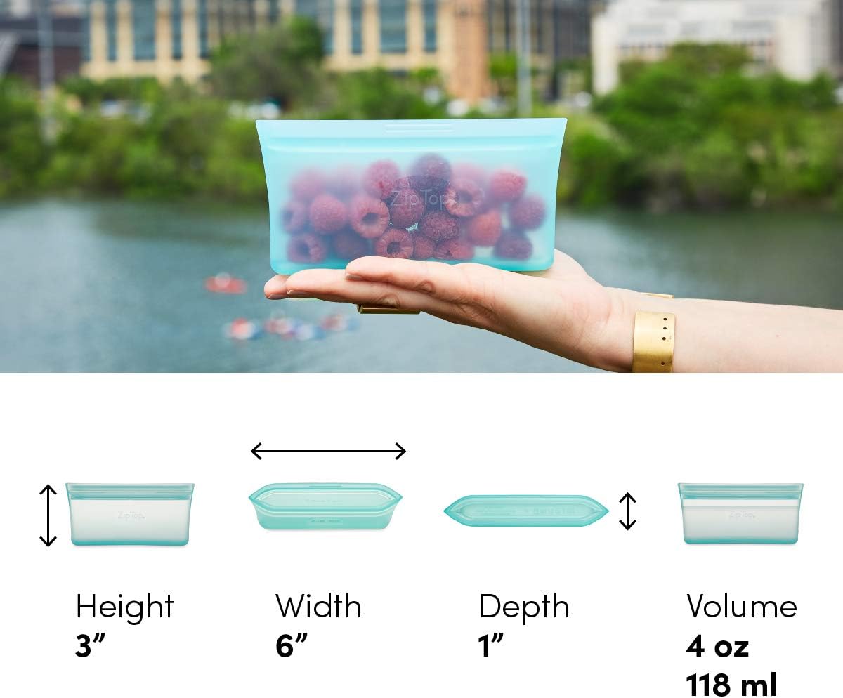 Reusable Food Storage Bags | Sandwich Bag [Teal] | Silicone Meal Prep Container | Microwave, Dishwasher and Freezer Safe | Made in the USA