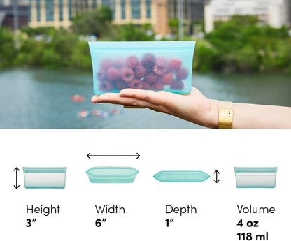 Reusable Food Storage Bags | Sandwich Bag [Teal] | Silicone Meal Prep Container | Microwave, Dishwasher and Freezer Safe | Made in the USA