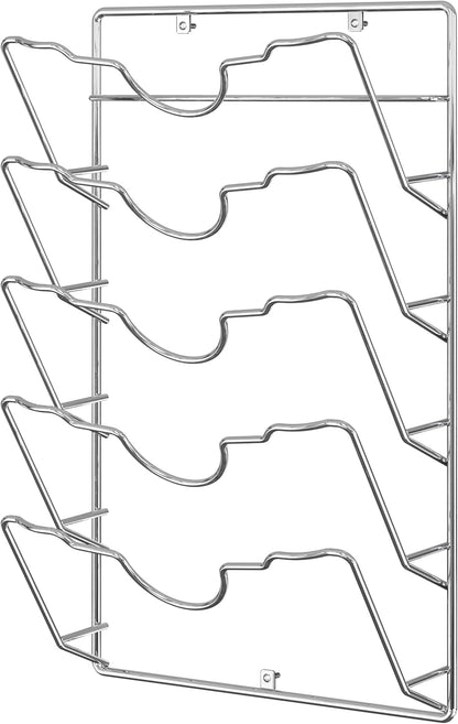 Wall Door Mounted Pot Lid Rack Organizer, Chrome Finish | 9.5" W x 4.5" D x 17.2" H Shelf