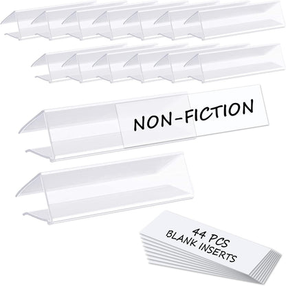 Shelf Label Holder, 44PCS 3X7/8'' Shelf Labels,Tag Ticket Sign Label Holders Clip On for 5/8'' to 3/4''Thick Shelves with Matched Blank Inserts
