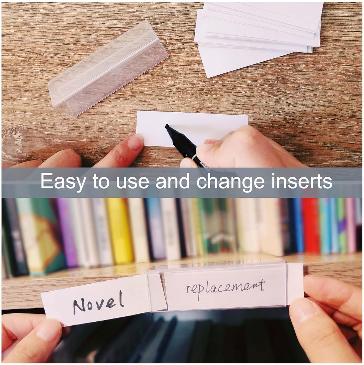 Shelf Label Holder, 44PCS 3X7/8'' Shelf Labels,Tag Ticket Sign Label Holders Clip On for 5/8'' to 3/4''Thick Shelves with Matched Blank Inserts