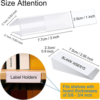 Shelf Label Holder, 44PCS 3X7/8'' Shelf Labels,Tag Ticket Sign Label Holders Clip On for 5/8'' to 3/4''Thick Shelves with Matched Blank Inserts