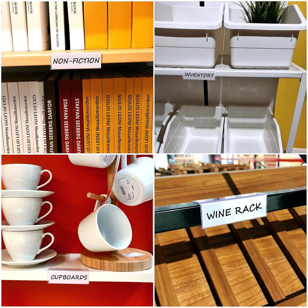 Shelf Label Holder, 44PCS 3X7/8'' Shelf Labels,Tag Ticket Sign Label Holders Clip On for 5/8'' to 3/4''Thick Shelves with Matched Blank Inserts