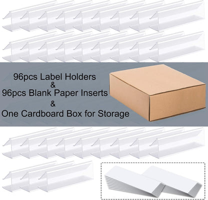 Shelf Label Holder, 44PCS 3X7/8'' Shelf Labels,Tag Ticket Sign Label Holders Clip On for 5/8'' to 3/4''Thick Shelves with Matched Blank Inserts