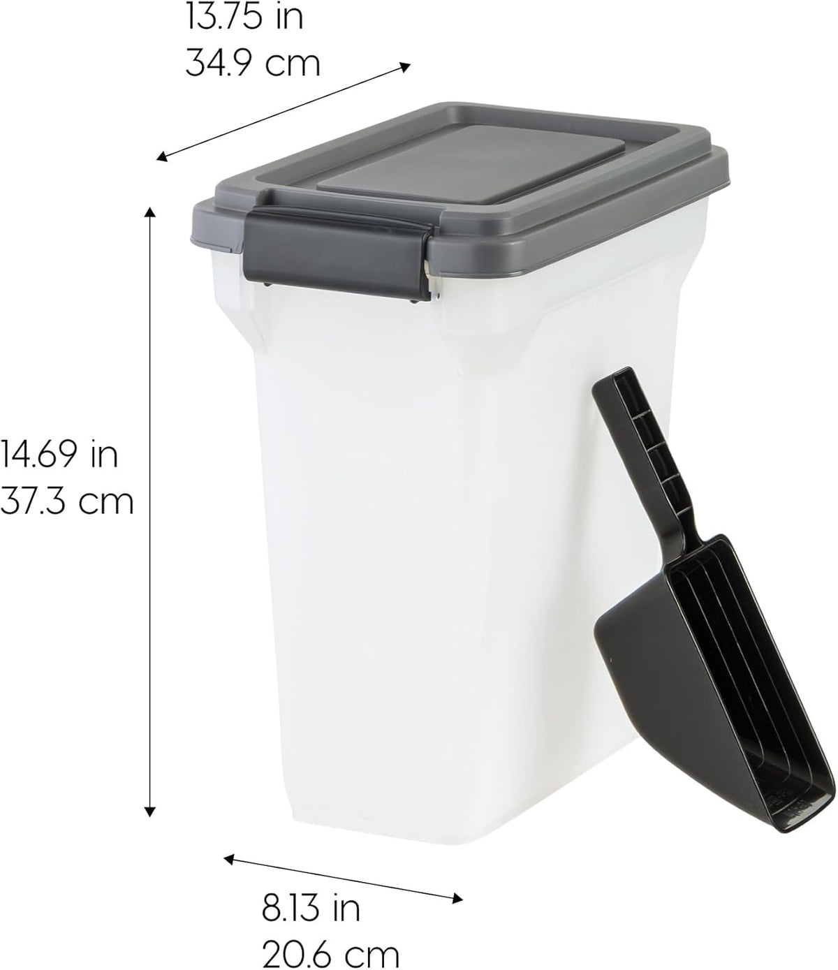 Dog Food Storage Container, Up to 13 lbs, Dark Gray, Made in USA