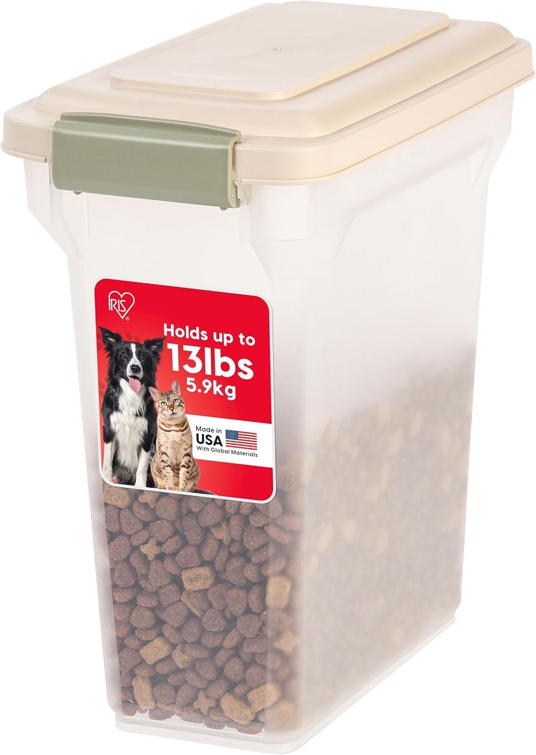 Dog Food Storage Container, Up to 13 lbs, Dark Gray, Made in USA