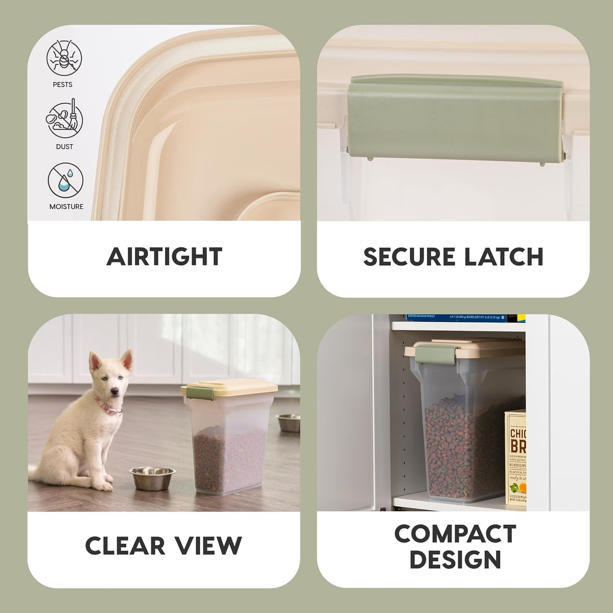 Dog Food Storage Container, Up to 13 lbs, Dark Gray, Made in USA