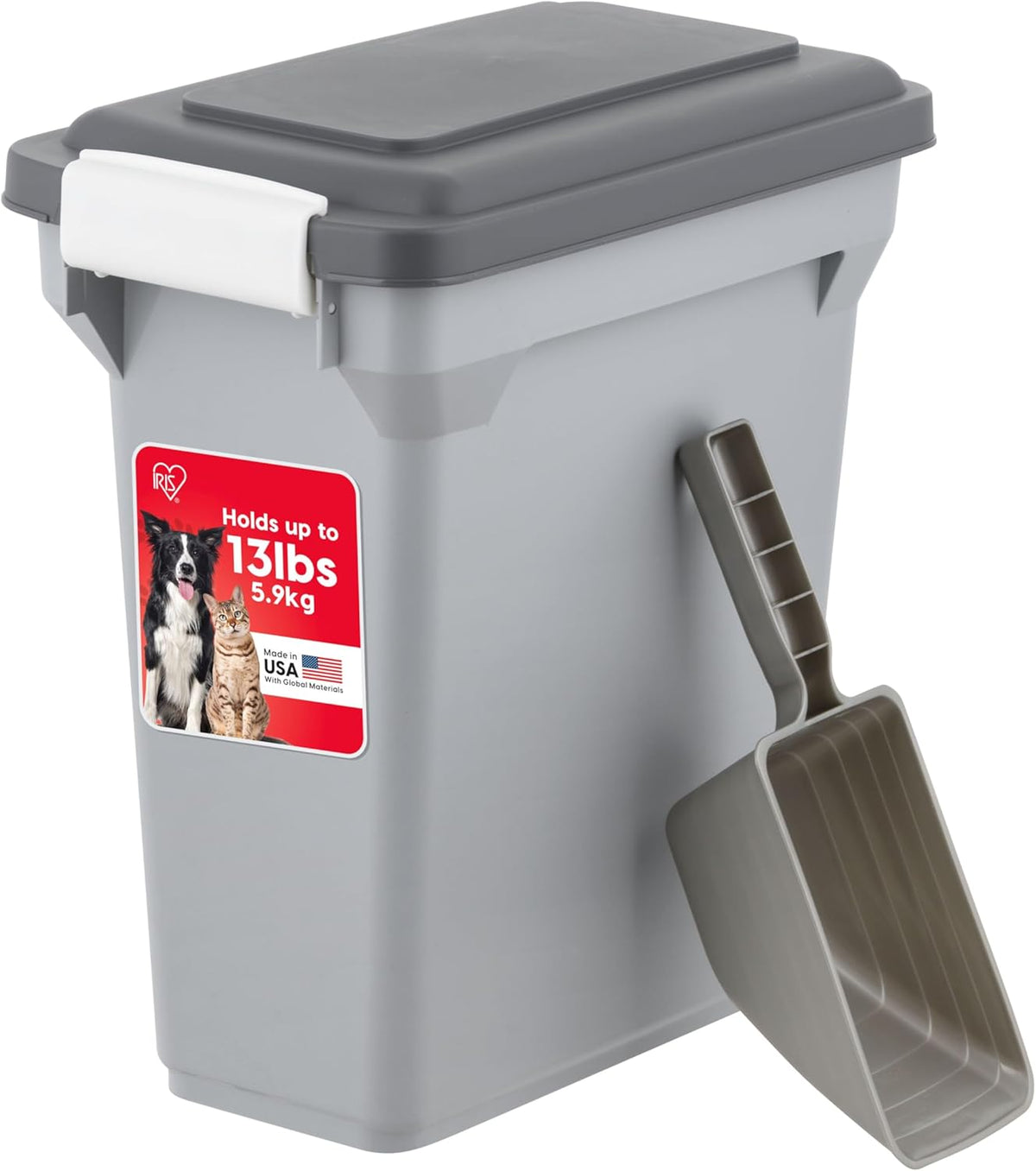 Dog Food Storage Container, Up to 13 lbs, Dark Gray, Made in USA