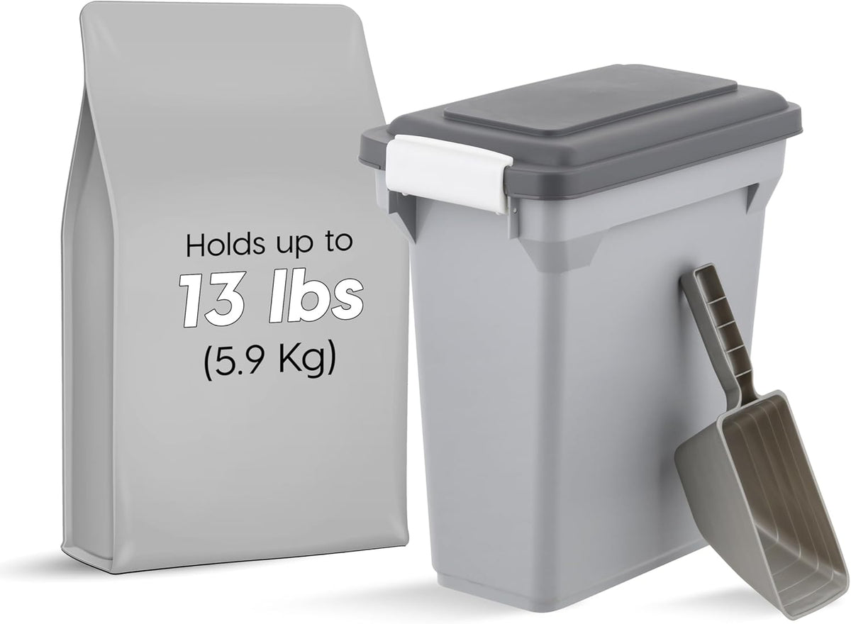 Dog Food Storage Container, Up to 13 lbs, Dark Gray, Made in USA