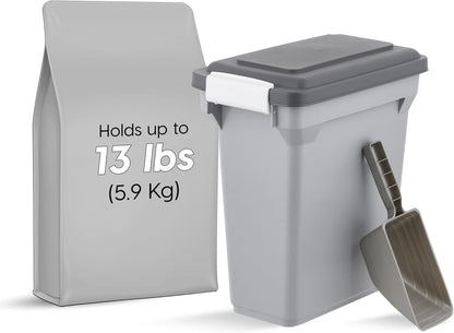 Dog Food Storage Container, Up to 13 lbs, Dark Gray, Made in USA
