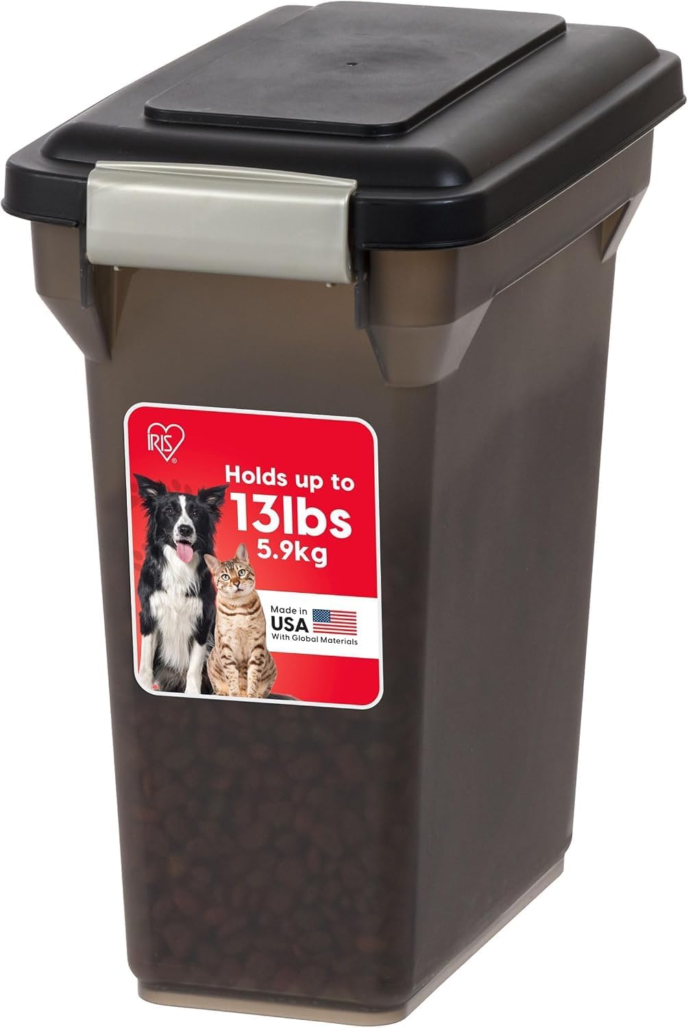 Dog Food Storage Container, Up to 13 lbs, Dark Gray, Made in USA