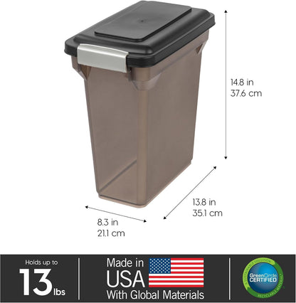 Dog Food Storage Container, Up to 13 lbs, Dark Gray, Made in USA