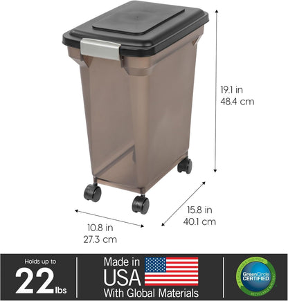 Dog Food Storage Container, Up to 13 lbs, Dark Gray, Made in USA