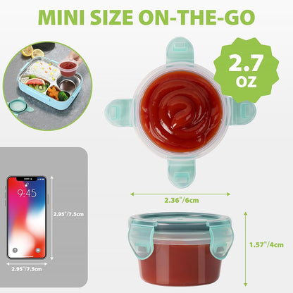 2.7 oz Salad Dressing Container to Go with Leakproof Lids, 6 Pack