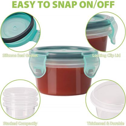 2.7 oz Salad Dressing Container to Go with Leakproof Lids, 6 Pack