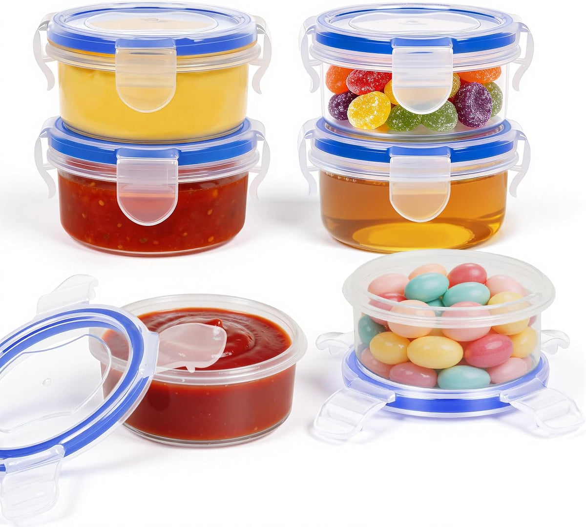 2.7 oz Salad Dressing Container to Go with Leakproof Lids, 6 Pack