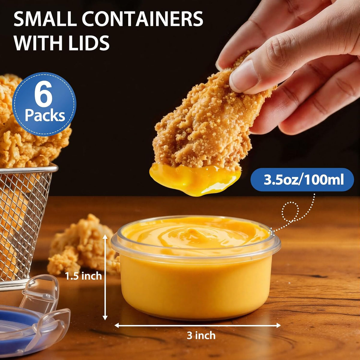 2.7 oz Salad Dressing Container to Go with Leakproof Lids, 6 Pack