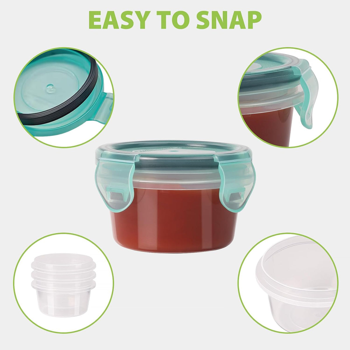 2.7 oz Salad Dressing Container to Go with Leakproof Lids, 6 Pack