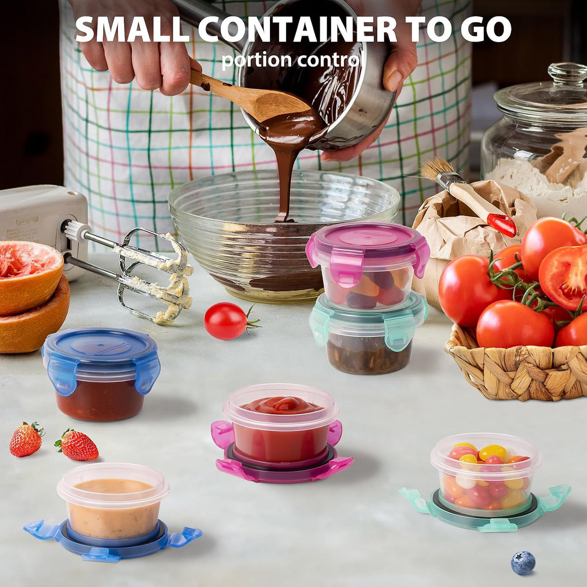 2.7 oz Salad Dressing Container to Go with Leakproof Lids, 6 Pack