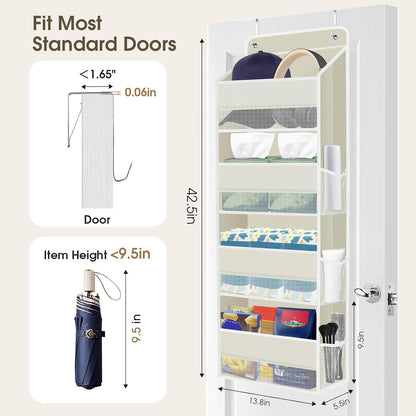 1 Pack Over The Door Organizer Hanging Storage Room Organizer | 40 lb Capacity, Ultra-Sturdy, Foldable, Mesh Design with Clear Window, Space-Saving Organizer for Pantry, Nursery & Closet