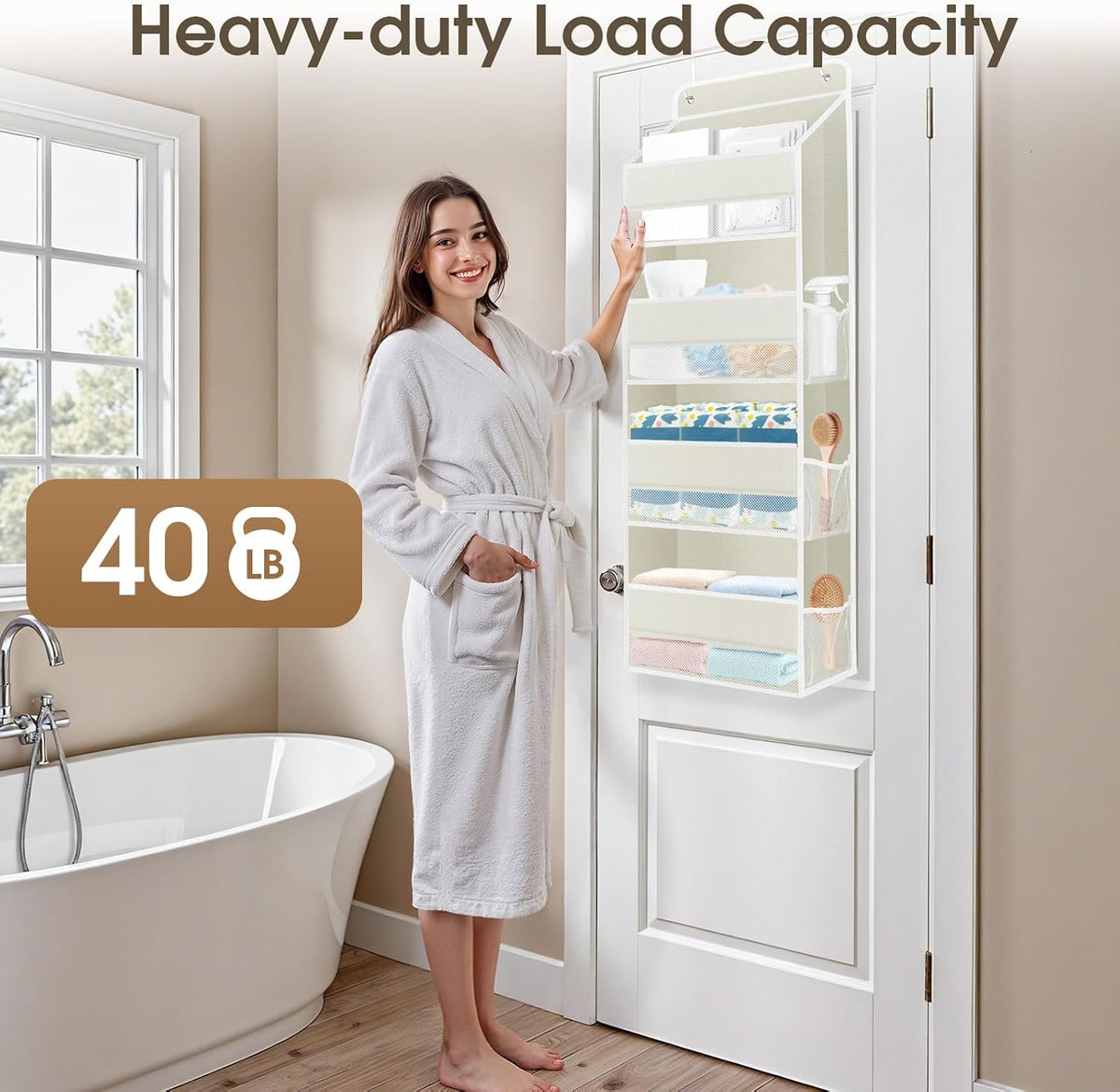 1 Pack Over The Door Organizer Hanging Storage Room Organizer | 40 lb Capacity, Ultra-Sturdy, Foldable, Mesh Design with Clear Window, Space-Saving Organizer for Pantry, Nursery & Closet