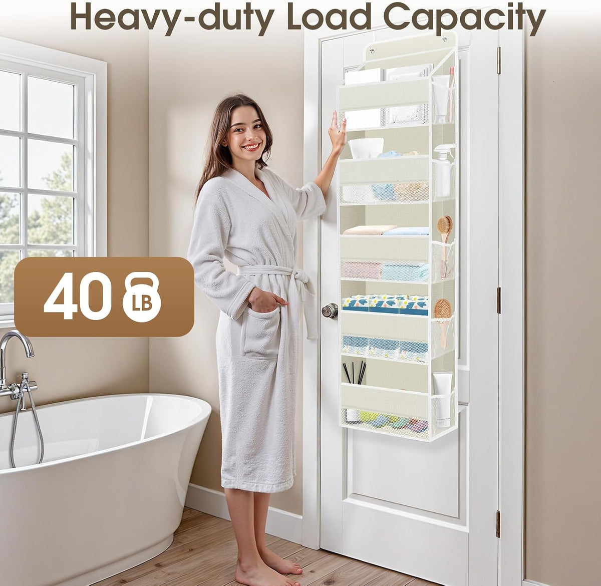 1 Pack Over The Door Organizer Hanging Storage Room Organizer | 40 lb Capacity, Ultra-Sturdy, Foldable, Mesh Design with Clear Window, Space-Saving Organizer for Pantry, Nursery & Closet
