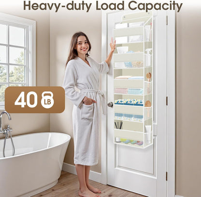 1 Pack Over The Door Organizer Hanging Storage Room Organizer | 40 lb Capacity, Ultra-Sturdy, Foldable, Mesh Design with Clear Window, Space-Saving Organizer for Pantry, Nursery & Closet