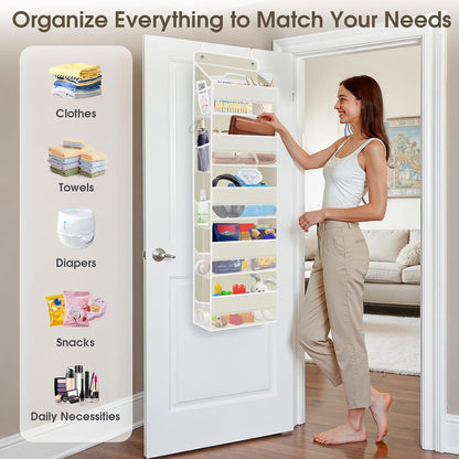 1 Pack Over The Door Organizer Hanging Storage Room Organizer | 40 lb Capacity, Ultra-Sturdy, Foldable, Mesh Design with Clear Window, Space-Saving Organizer for Pantry, Nursery & Closet