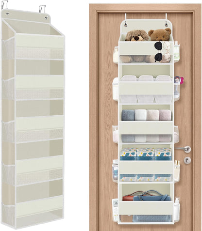 1 Pack Over The Door Organizer Hanging Storage Room Organizer | 40 lb Capacity, Ultra-Sturdy, Foldable, Mesh Design with Clear Window, Space-Saving Organizer for Pantry, Nursery & Closet