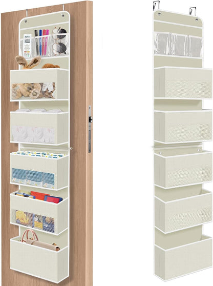 1 Pack Over The Door Organizer Hanging Storage Room Organizer | 40 lb Capacity, Ultra-Sturdy, Foldable, Mesh Design with Clear Window, Space-Saving Organizer for Pantry, Nursery & Closet